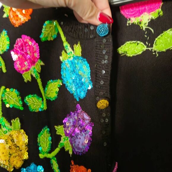 Just B Hand Beaded Sequined Vintage Cardigan Sweater sz‎ M - Picture 6 of 7